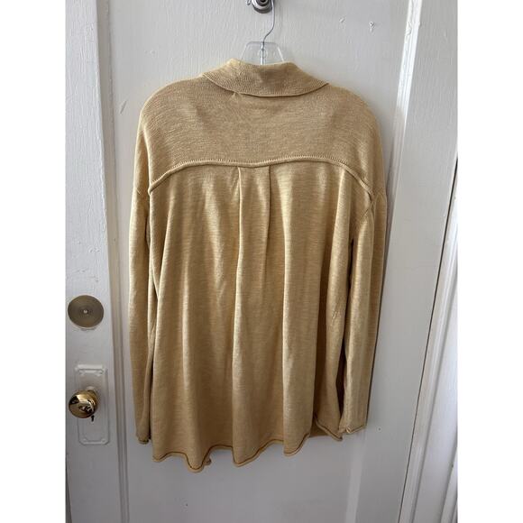 Free People Yellow Two Piece Button Up Sweater Short Set Ribbed | XS - Picture 3 of 7